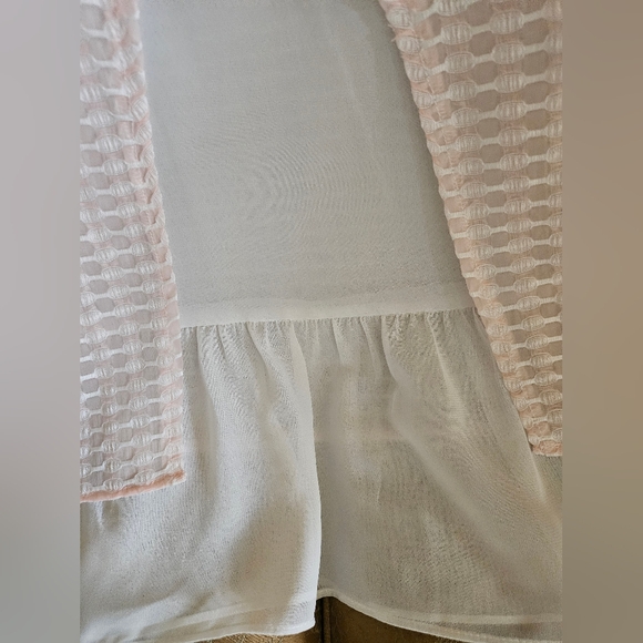 NWOT Cache Cache, sweet pink and white, short sleeve top - Picture 4 of 9